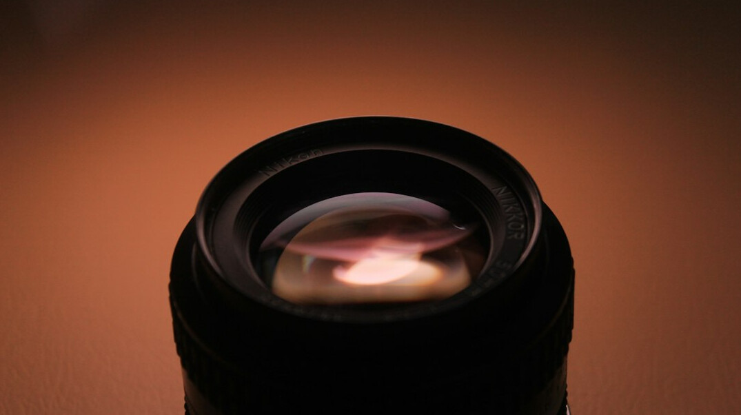 Close-up of a professional television camera lens